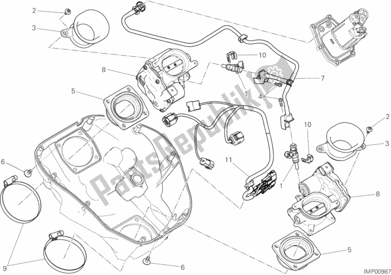 All parts for the Throttle Body of the Ducati Diavel Xdiavel S Thailand 1260 2017